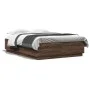 Estructura cama con luces LED madera marrón roble 160x200 cm de , Camas y somieres - Ref: Foro24-3209603, Precio: 179,14 €, D...
