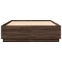 Estructura cama con luces LED madera marrón roble 160x200 cm de , Camas y somieres - Ref: Foro24-3209603, Precio: 179,14 €, D...