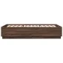 Estructura cama con luces LED madera marrón roble 160x200 cm de , Camas y somieres - Ref: Foro24-3209603, Precio: 179,14 €, D...