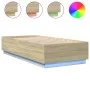 Sonoma oak wood bed frame with LED lights 90x200 cm by , Beds and slatted bases - Ref: Foro24-3209634, Price: 132,92 €, Disco...