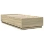 Sonoma oak wood bed frame with LED lights 90x200 cm by , Beds and slatted bases - Ref: Foro24-3209634, Price: 132,92 €, Disco...