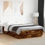 Estructura cama con luces LED madera roble ahumado 120x200 cm de , Camas y somieres - Ref: Foro24-3209622, Precio: 163,24 €, ...
