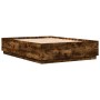 Estructura cama con luces LED madera roble ahumado 120x200 cm de , Camas y somieres - Ref: Foro24-3209622, Precio: 163,24 €, ...