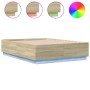 Estructura cama con luces LED madera roble Sonoma 120x190 cm de , Camas y somieres - Ref: Foro24-3209655, Precio: 157,78 €, D...