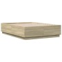 Estructura cama con luces LED madera roble Sonoma 140x190 cm de , Camas y somieres - Ref: Foro24-3209641, Precio: 167,20 €, D...