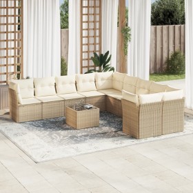 Set de sofás de jardín 11pzas con cojines ratán sintético beige en Conjuntos de jardín | Comprar online en Foru.es