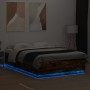 Estructura cama con luces LED madera roble ahumado 160x200 cm de , Camas y somieres - Ref: Foro24-3209601, Precio: 174,22 €, ...