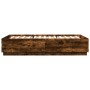 Estructura cama con luces LED madera roble ahumado 160x200 cm de , Camas y somieres - Ref: Foro24-3209601, Precio: 174,22 €, ...