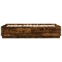 Estructura cama con luces LED madera roble ahumado 140x200 cm de , Camas y somieres - Ref: Foro24-3209615, Precio: 170,63 €, ...