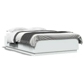 White engineered wood bed frame 150x200 cm by , Beds and slatted bases - Ref: Foro24-3209695, Price: 156,25 €, Discount: %