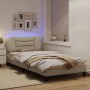 Estructura de cama con luces LED tela crema 100x200 cm de , Camas y somieres - Ref: Foro24-3213688, Precio: 165,98 €, Descuen...
