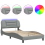 Estructura de cama con luces LED tela gris claro 100x200 cm de , Camas y somieres - Ref: Foro24-3213683, Precio: 148,04 €, De...