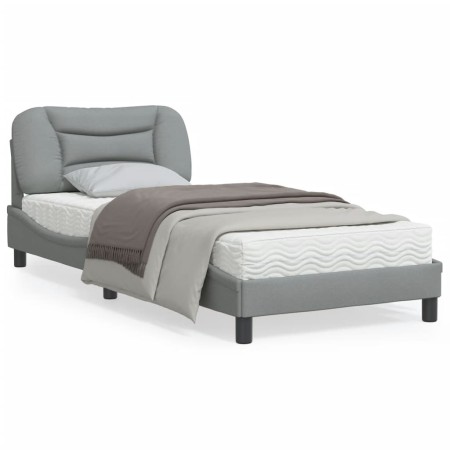 Estructura de cama con luces LED tela gris claro 90x190 cm de , Camas y somieres - Ref: Foro24-3213669, Precio: 170,16 €, Des...