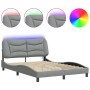 Estructura de cama con luces LED tela gris claro 140x190 cm de , Camas y somieres - Ref: Foro24-3213697, Precio: 209,91 €, De...