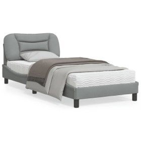 Estructura de cama con luces LED tela gris claro 90x200 cm de , Camas y somieres - Ref: Foro24-3213676, Precio: 156,67 €, Des...