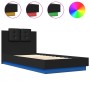 Estructura de cama con cabecero y luces LED negro 90x190 cm de , Camas y somieres - Ref: Foro24-3210060, Precio: 169,30 €, De...