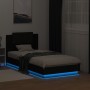 Estructura de cama con cabecero y luces LED negro 90x190 cm de , Camas y somieres - Ref: Foro24-3210060, Precio: 169,30 €, De...