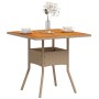 Mesa de jardín ratán sintético madera acacia beige 80x80x75 cm de , Mesas de jardín - Ref: Foro24-368133, Precio: 86,59 €, De...