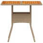Mesa de jardín ratán sintético madera acacia beige 80x80x75 cm de , Mesas de jardín - Ref: Foro24-368133, Precio: 86,59 €, De...