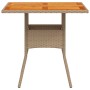 Mesa de jardín ratán sintético madera acacia beige 80x80x75 cm de , Mesas de jardín - Ref: Foro24-368133, Precio: 86,59 €, De...