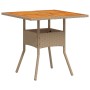 Mesa de jardín ratán sintético madera acacia beige 80x80x75 cm de , Mesas de jardín - Ref: Foro24-368133, Precio: 86,59 €, De...