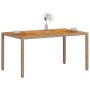 Mesa de jardín ratán PE y madera acacia beige 150x90x75 cm de , Mesas de jardín - Ref: Foro24-368127, Precio: 143,82 €, Descu...