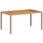 Mesa de jardín ratán PE y madera acacia beige 150x90x75 cm de , Mesas de jardín - Ref: Foro24-368127, Precio: 151,76 €, Descu...