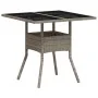 Mesa de jardín superficie de vidrio y ratán PE gris 80x80x75 cm de , Mesas de jardín - Ref: Foro24-368131, Precio: 81,34 €, D...