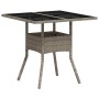 Mesa de jardín superficie de vidrio y ratán PE gris 80x80x75 cm de , Mesas de jardín - Ref: Foro24-368131, Precio: 82,97 €, D...
