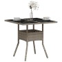 Mesa de jardín superficie de vidrio y ratán PE gris 80x80x75 cm de , Mesas de jardín - Ref: Foro24-368131, Precio: 82,97 €, D...