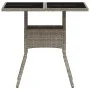 Mesa de jardín superficie de vidrio y ratán PE gris 80x80x75 cm de , Mesas de jardín - Ref: Foro24-368131, Precio: 81,34 €, D...