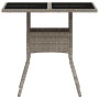 Mesa de jardín superficie de vidrio y ratán PE gris 80x80x75 cm de , Mesas de jardín - Ref: Foro24-368131, Precio: 82,97 €, D...