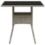Mesa de jardín superficie de vidrio y ratán PE gris 80x80x75 cm de , Mesas de jardín - Ref: Foro24-368131, Precio: 81,34 €, D...