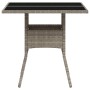 Mesa de jardín superficie de vidrio y ratán PE gris 80x80x75 cm de , Mesas de jardín - Ref: Foro24-368131, Precio: 82,97 €, D...