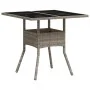 Mesa de jardín superficie de vidrio y ratán PE gris 80x80x75 cm de , Mesas de jardín - Ref: Foro24-368131, Precio: 81,34 €, D...