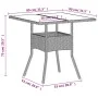 Mesa de jardín superficie de vidrio y ratán PE gris 80x80x75 cm de , Mesas de jardín - Ref: Foro24-368131, Precio: 81,34 €, D...