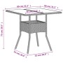 Mesa de jardín superficie de vidrio y ratán PE gris 80x80x75 cm de , Mesas de jardín - Ref: Foro24-368131, Precio: 82,97 €, D...