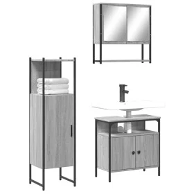 Set de muebles de baño 3 pzas madera contrachapada gris sonoma de , Muebles de baño - Ref: Foro24-3214698, Precio: 159,27 €, ...