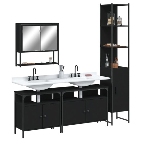Juego de muebles de baño 4 pzas madera contrachapada negro de , Muebles de baño - Ref: Foro24-3214685, Precio: 250,97 €, Desc...