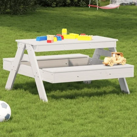 Mesa de pícnic para niños madera maciza pino blanco 88x97x52 cm de , Mesas de jardín - Ref: Foro24-832597, Precio: 82,64 €, D...