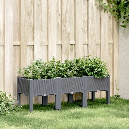 Jardinera con patas PP gris 120x40x42 cm de , Maceteros y jardineras - Ref: Foro24-367896, Precio: 75,21 €, Descuento: %