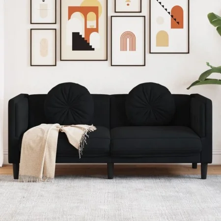 2-Sitzer-Sofa aus schwarzem Samt mit Kissen von , Sofas - Ref: Foro24-372637, Preis: 235,50 €, Rabatt: %
