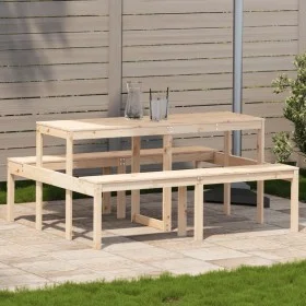 Mesa de pícnic madera maciza de pino 160x134x75 cm de , Mesas de jardín - Ref: Foro24-832562, Precio: 153,23 €, Descuento: %