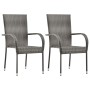 Sillas de jardín apilables 2 unidades ratán sintético gris de vidaXL, Sillas de jardín - Ref: Foro24-46464, Precio: 106,82 €,...