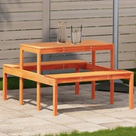 Mesa de pícnic madera maciza de pino marrón cera 110x134x75 cm de , Mesas de jardín - Ref: Foro24-844647, Precio: 101,95 €, D...