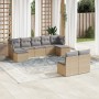 Set de sofás de jardín 9 pzas con cojines ratán sintético beige en Conjuntos de jardín | Comprar online en Foru.es