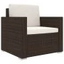 Set muebles de jardín 11 piezas con cojines ratán sintético marrón de vidaXL, Conjuntos de jardín - Ref: Foro24-46789, Precio...