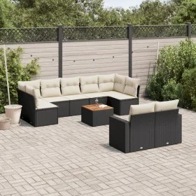 Set de sofás de jardín 10 pzas cojines ratán sintético negro de , Conjuntos de jardín - Ref: Foro24-3256602, Precio: 580,79 €...