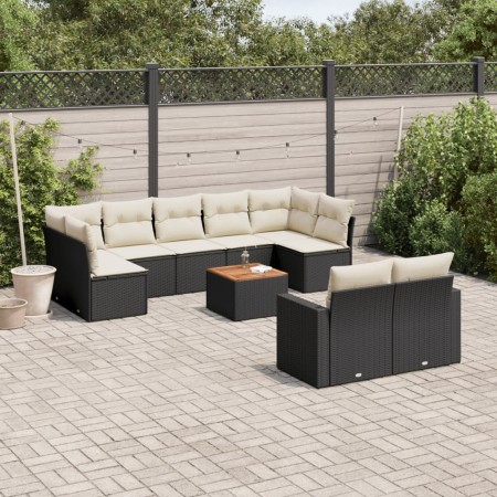 Set de sofás de jardín 10 pzas cojines ratán sintético negro de , Conjuntos de jardín - Ref: Foro24-3256602, Precio: 598,04 €...