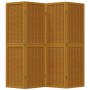 Biombo separador de 4 paneles madera maciza paulownia marrón de , Divisores de ambientes - Ref: Foro24-358817, Precio: 105,79...
